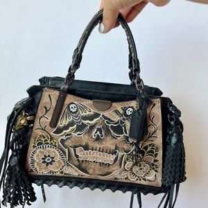 Rare❗️ Coach X Chelsea Champlain dreamer 21 bag with tattoo skull fringe…